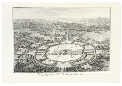Perspectief van de stad Chaux, 1804 door Claude Nicolas Ledoux