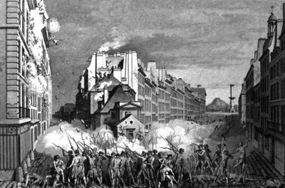 Reveillon-opstand in Faubourg Saint Antoine, ca. 1790 door Claude Niquet