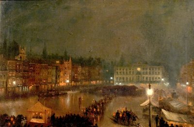 Fakkellicht tattoo van Robin Hood Rifles, Nottingham Market Place, 1896 door Claude T. Stanfield Moore
