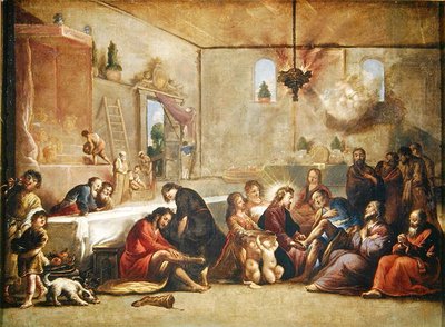 Christus wast de voeten van de discipelen, 1653 door Claude Vignon