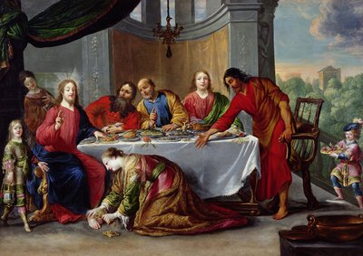 Christus in het huis van Simon de Farizeeër, ca. 1635 door Claude Vignon