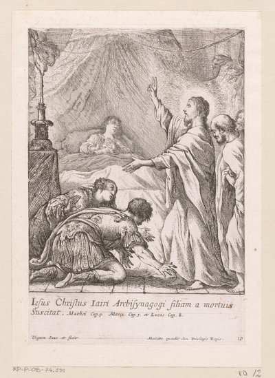 Christus wekt de dochter van Jaïrus op door Claude Vignon