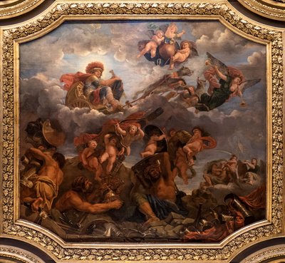 Mars op zijn wagen getrokken door wolven door Claude the Younger Audran