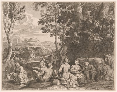 Plattelandsmaaltijd, plaat 3 van Pastorales door Claudine Bouzonnet Stella