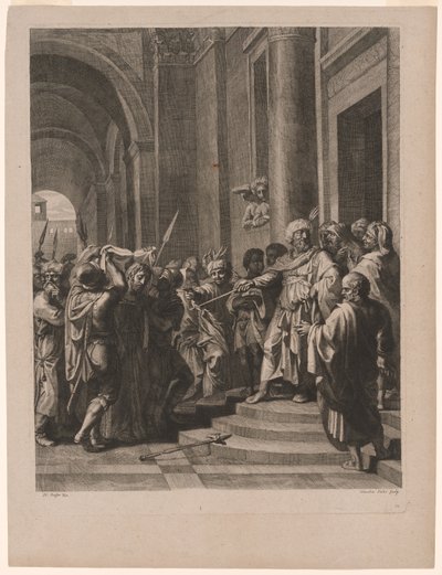 Jezus gewikkeld in de mantel der dwazen, plaat 12 uit De Passie van Christus door Claudine Bouzonnet Stella