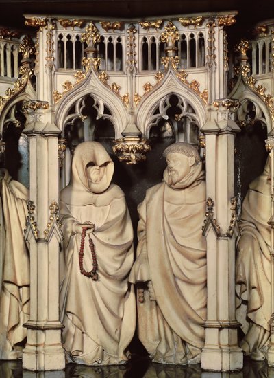 Het graf van Filips de Stoute (1342-1404) detail van twee rouwenden, uit de kerk van Chartreuse in Champmol door Claus and Marville Jean de (d.1389) Sluter