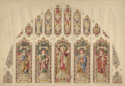 Ontwerp voor een Ramen met Meerdere Panelen, Kerk van de Goddelijke Vaderschap, New York door Clayton and Bell