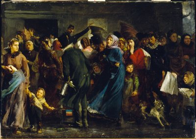 De rij bij de slagerij in 1871, ca. 1871 (olieverf op doek) door Clément Auguste Andrieux