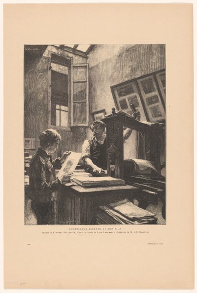 Drukker Liénard en zijn zoon door Clement Bellenger