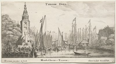Verschillende Schepen en Zichten van Amsterdam, Deel II: Kanaal bij Amsterdam en Toren van Monkel door Clement de Jonghe