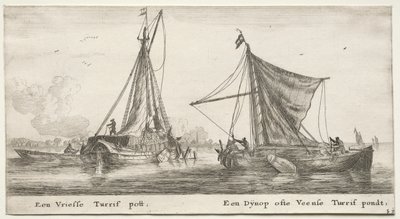 Verschillende Schepen en Uitzichten van Amsterdam (Verscheÿde Schepen en Gesichten van Amstelredam), Deel II: Een Friese Turf Schuit. De Dÿnop, bij de Veensche Turf Vijver door Clement de Jonghe