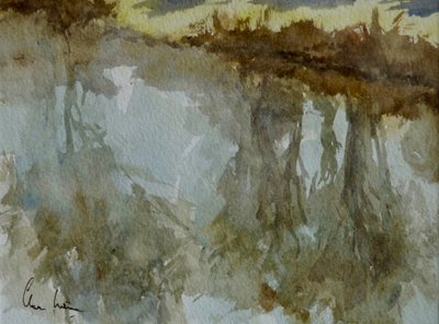 Kanaal van Kintbury - lentemorgen, 2003 (aquarel) door Clive Wilson