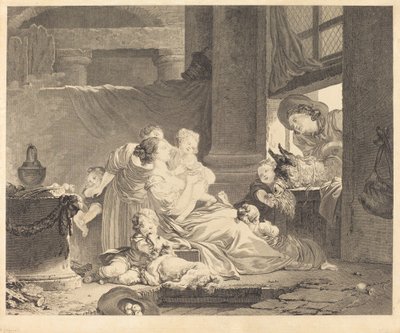 De familie van de boer door Clément Pierre Marillier and Antoine Louis Romanet after Jean Honoré Fragonard
