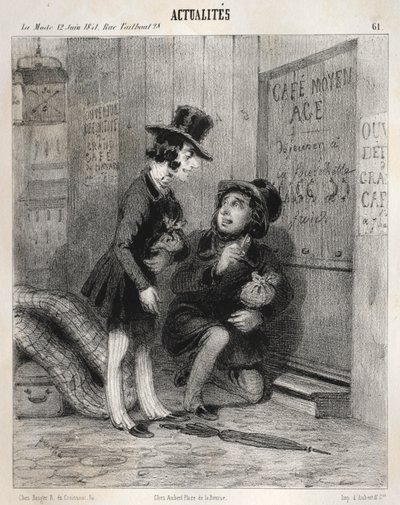 Actualités: Hé mijn oude! zo doen we tegenwoordig zaken! we plakken..., 1841 door Clémente Pruche