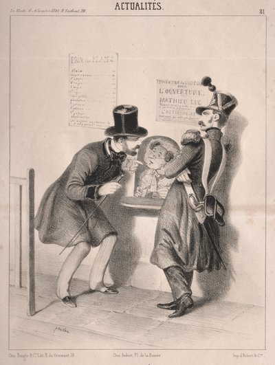 Actualités: De opening van het tweede Franse theater. Meneer, alles is vol, u zou zelfs geen plaats in het paradijs vinden! Als u over een vijftiental dagen terugkomt, hebben we misschien een plaats! door Clémente Pruche