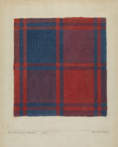 Geruite homespun deken door Clyde L. Cheney