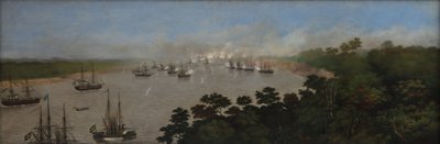 Aanval van het Braziliaanse squadron op de batterijen van Curupaytí door Candido Lopez