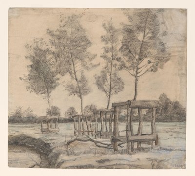 Weiland met bomen door Coba Steenhoff