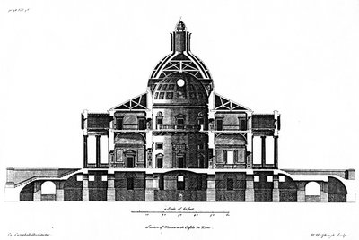 Doorsnede van Mereworth Castle in Kent, gegraveerd door H. Hulsbergh door Colen Campbell