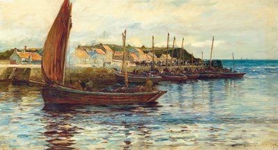 Schepen in de haven van Oban, 1892 door Colin Hunter