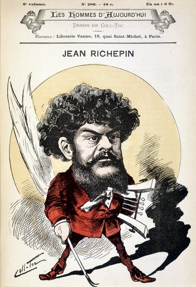 Cartoon door Jean Richepin, Franse schrijver. door Coll Toc