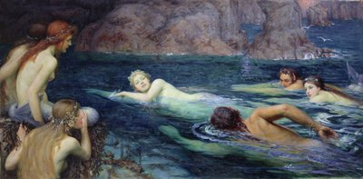 Een Wedstrijd met Zeemeerminnen en Tritons, 1895 door Collier Twentyman Smithers