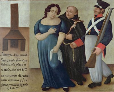 Policarpa Salavarrieta (La Pola) op weg naar haar executie in Bogotá op 14 november 1817 door Colombian School
