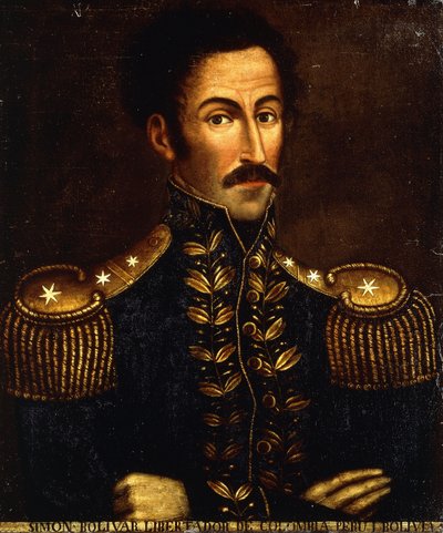 Portret van Simon Bolivar, ca. 1925 door Colombian School