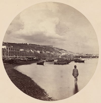 De Chiaia en St. Elmo vanaf de Mergellina, Napels,c. 1863 (foto) door Colonel Stuart Wortley