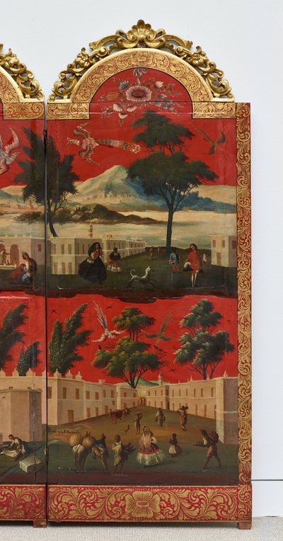 Biombo met Uitzichten op Mexico-Stad door Colonial Spanish