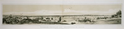 Panorama van de Stad Neu-Braunfels in Texas, opgenomen van de Zuidwestzijde in de Zomer van 1847 door Conrad Caspar (after) Rordorf
