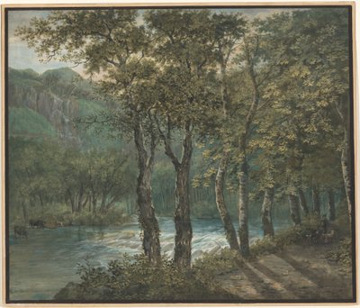 Zonlicht dat door bomen langs de rivier Sihl filtert door Conrad Gessner