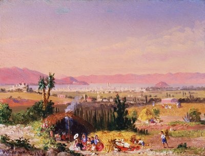 Een Uitzicht op Mexico-Stad met een Kampement door Conrad Wise Chapman