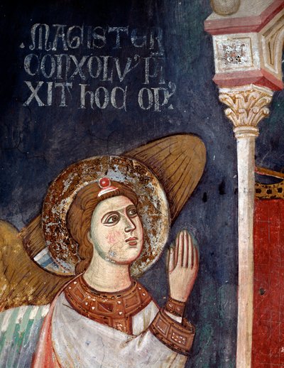 Maagd met kind omringd door engelen, detail (fresco) door Consolo 