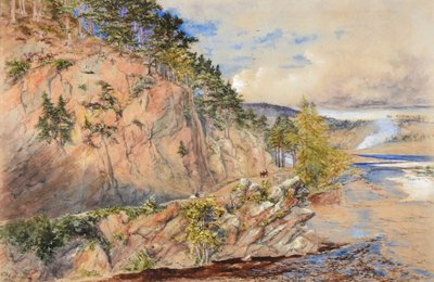 Rots van Craig Ellachie aan de Spey door Constance Frederica Gordon Cumming