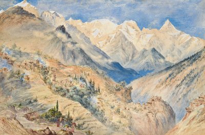 De Khylas Pieken en het dorp Pangi drie mijl boven CHINE aan de Sutledge door Constance Frederica Gordon Cumming