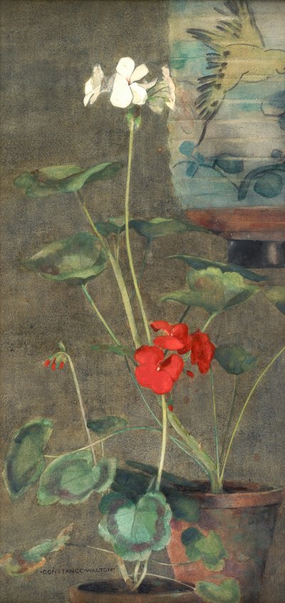 Geraniums en Japanse Lantaarn door Constance Walton