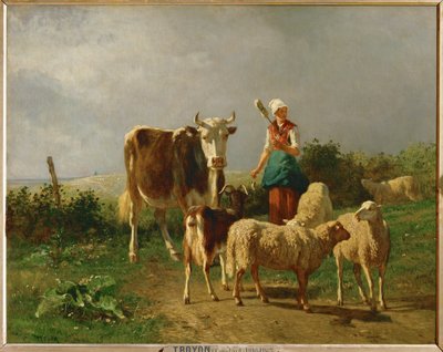 Le petit troupeau - de kleine kudde ... door Constant-Emile Troyon