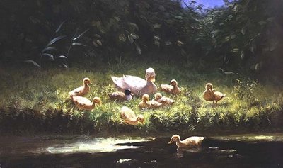 Eendjes aan de rivierkant door Constant Artz
