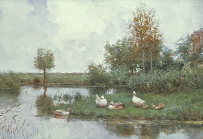 Eenden in een Rivierlandschap door Constant Artz