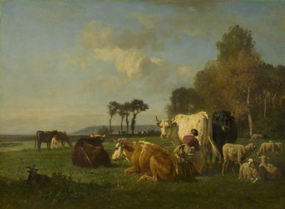 Vee en Schapen in een Landschap, ca. 1855 door Constant Emile Troyon