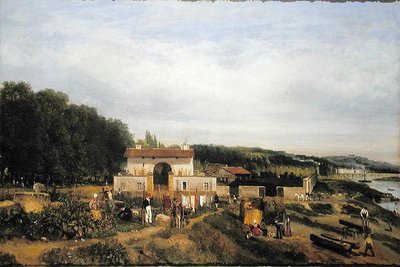 Ingang van het dorp Sevres, 1834 door Constant Emile Troyon