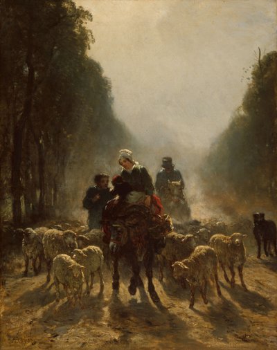 De weg naar de markt, 1858-59 door Constant Emile Troyon