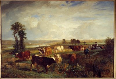 Zicht genomen vanaf de hoogten van Suresnes (Hauts de Seine) door Constant Emile Troyon