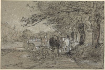 Koeien en Schapen onder Bomen door Constant Troyon