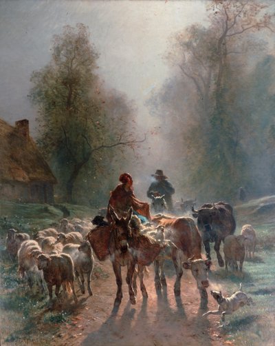 Op weg naar de markt, 1859 door Constant Troyon