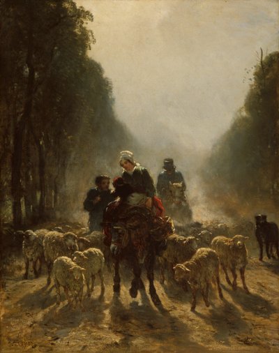 De weg naar de markt, 1858-1859 door Constant Troyon