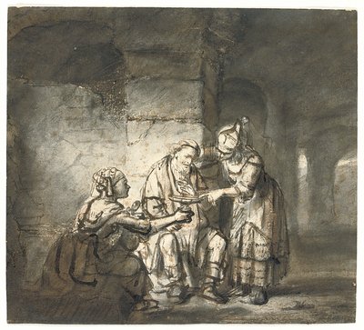 Lot en zijn Dochters (Genesis 19:33) door Constantin Daniel van Renesse
