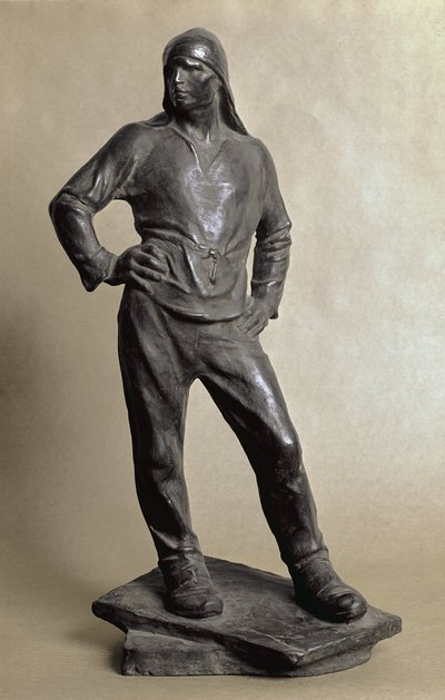 De havenarbeider van de haven van Antwerpen (brons sculptuur) door Constantin Emile Meunier