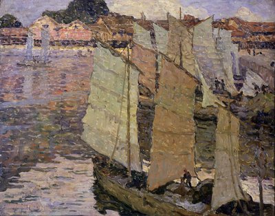Boten (olieverf op doek) door Constantin Font